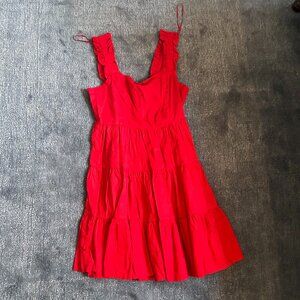 AQUA Red Pleated Sleeveless Midi Dress - Contemporary Designer - Size M